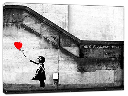Banksy "There is Always Hope", Kunstdruck, Reproduktion auf gerahmter Leinwand, Wandkunst, Heimdekoration, 50 x 40 cm, 18 mm Tiefe Banksy "There is Always Hope", Kunstdruck, Reproduktion auf gerahmter Leinwand, Wandkunst, Heimdekoration, 50 x 40 cm, 18 mm Tiefe von YourHomeArt