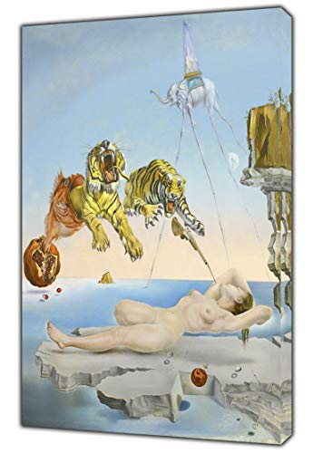 Dream Caused by The Flight of Bee Paint von Salvador Dali Bild, Reproduktion, Druck auf gerahmter Leinwand, Wandkunst, Heimdekoration, 30 x 20 cm, 18 mm Tiefe von ARTSPRINTS