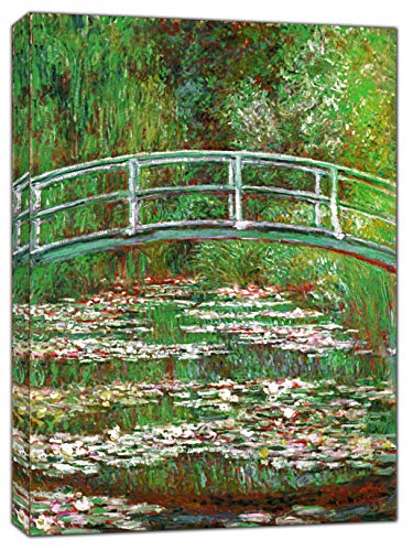 Kunstdruck auf gerahmter Leinwand, Motiv: Claude Monet, Seerosenbrücke, 76 x 60 cm, 18 mm Tiefe von YourHomeArt
