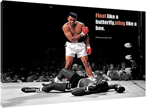 Muhammad ALI "Float Like A Butterfly Sting Like A Bee" Bilddruck auf gerahmter Leinwand, Wandkunst, Heimdekoration, 76 x 50 cm, Tiefe 18 mm von YourHomeArt