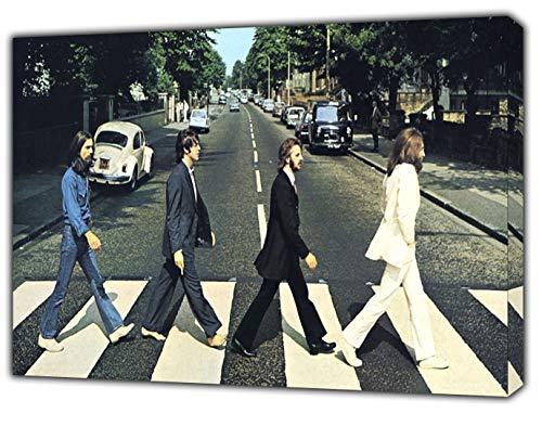 YourHomeArt Rock Band Abbey Road Bild auf gerahmter Leinwand, Wandkunst, Heimdekoration, 60 x 40 cm, 18 mm Tiefe von YourHomeArt