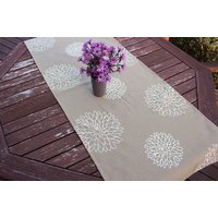Leichte Braune Tischläufer Handgemachte Essen Liefert Rustikale Landstil Weiße Blumen Hellbraun Tischtuch, Home Textiles von YourHomeMarket