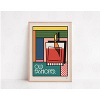 Old Fashioned - Positive Wandkunst, Cocktail Poster, Wohnzimmer Küchenkunst, Wohnkultur Geschenk, Pop Art Print, Bar von YourLocalRoss