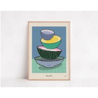 The Bowls Poster, Blumendruck, Reiseposter, Küchenkunst, Musikliebhaber, Lyrics Wandkunst, Home Decor, Mid Century Modern, Obst von YourLocalRoss