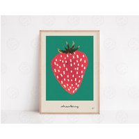 The Strawberries Poster, Blumendruck, Reiseposter, Küchenkunst, Musikliebhaber, Wandkunst, Wohndekor, Mid Century Modern, Obst von YourLocalRoss