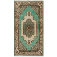 Geometrisch Gemusterter Handgemachter Vintage Akzent Teppich. Traditioneller Wollteppich Aus Der Türkei. 4x7 Ft, By93 von YourRugDepot