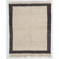 Handgemachter Vintage Tulu Teppich Aus Der Türkei, Ungefärbter Wolle in Creme Und Grau. 5x6 Ft, Bc675 von YourRugDepot