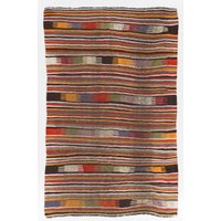 Mehrfarbiger Vintage Nomaden Kilim "Flat-Weave", Handgewebter Wollteppich. 5, 5x9 Ft, Bg66 von YourRugDepot