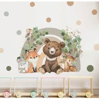 Boho-Cartoon-Waldtier Bär Fuchs Kaninchen Aquarell-Wandsticker Vinyl Baby - Und Kinderzimmer Aufkleber Für Deko Selbstklebend von YourStickerWorldShop