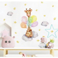 Cartoon Niedlicher Giraffe-Wolken-Ballon Vinyl-Kinderzimmer-Wandsticker Für Kinderzimmer Babyzimmer Aufkleber Heimdeko Selbstklebend von YourStickerWorldShop