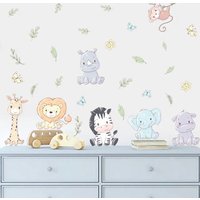 Dschungel-Cartoon-sticker Set, Wandtattoo Für Kinder, Löwe Giraffe, Kinderzimmer-Dekoration, Baby-Kinderzimmer, Selbstklebend von YourStickerWorldShop