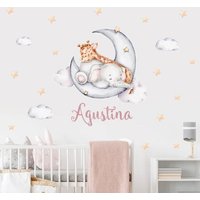 Wandtattoo Cartoon-Sticker Set, Wandsticker Für Kinder Babyzimmer Elefant Wolken Sternen Mit Wunschnamen Dekoration, Aufkleber Selbstklebend von YourStickerWorldShop