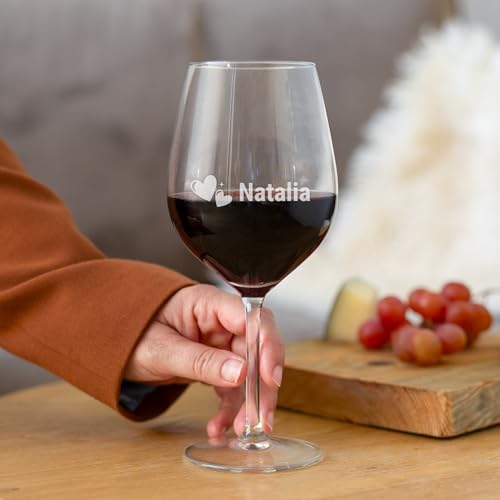 Rotweinglas mit Gravur Personalisierbar mit Namen - Weinglas Graviert mit Namen: Personalisierbar mit Text, Verschiedenen Designs und Schriftarten von your surprise