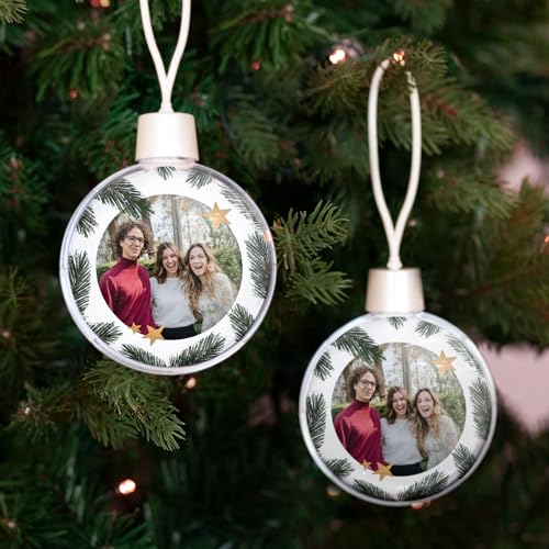 Weihnachtskugel mit Foto - Weihnachtskugeln personalisiert mit doppelseitig bedrucktem Foto, transparent und aus Kunststoff (2 Stück) von your surprise