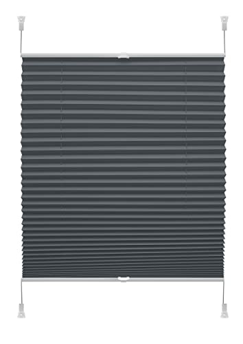 YOURSOL EASYFIX Plissee Verona 72,5 x 150 cm in Dunkelgrau, Plissee ohne Bohren, Zwei Bedienschienen von Yoursol