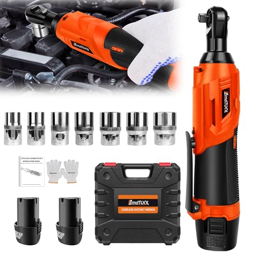 12V Akku-Ratsche Elektrischer Ratschenschlüssel Kit, 3/8 Zoll Set Mit 2 Packungen 1500mAh Lithium-Ionen-Akku Und Ladegerät, 40 Ft-lbs 2300 U/min Power-Ratschenschlüssel von YouseaHome