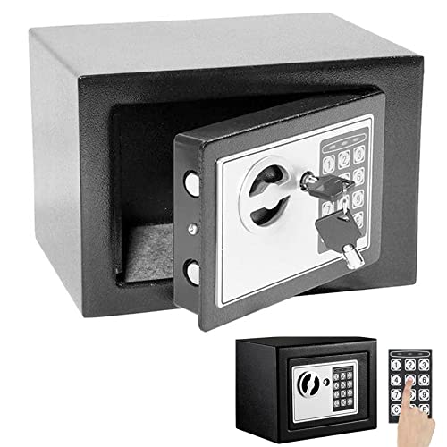 4,6 l kleiner elektronischer Safe mit Schlüsseltresor, schwarz 23 x 17 x 17 cm Minitresor Stahltresor von YouseaHome