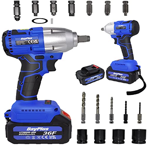 Akku-Schlagschrauber 1/2 "Chuck Bürstenlosen, Schlagschrauber mit 420 N.M Power Impact Driver, Elektro-Schlagschrauber für Auto-Radmuttern Entfernen, 12 Stück Driver, mit LED-Arbeitsleuchte von YouseaHome