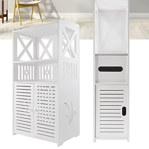 Badezimmerschrank Beistellschrank, Badezimmerschrank Aufbewahrung Badezimmer Boden Schrank Organizer, Weißes Badezimmer Boden Schrank Veranstalter und Lagerung mit 2 Türen und Regalen, 40 x 25 x 90 cm von YouseaHome