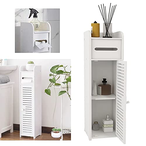 Badezimmerschrank Schmal Toilettenschrank Klopapierhalter WC Möbelschrank, Badschrank Badmöbel Schrank Hochschank Stehender für Wohnzimmer, Küche, Flur, 1 Tür Aufbewahrungseinheit Freistehende von YouseaHome