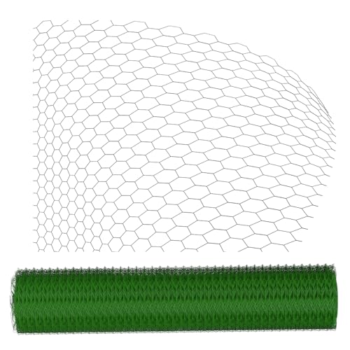 PVC Beschichteter Maschendraht, Sechseckgeflecht, Metall Zaun, Grün Drahtgitter Zaun, 1MX25M Metallzaunpaneele Maschendraht Paneele für Garten, Maschen 25x25 mm von YouseaHome