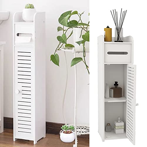 Toilettenpapieraufbewahrung Badregal Freistehend Aufbewahrungseinheit, Badezimmerschrank Badschrank Badregal Schrank für Bad, Wohnzimmer, Küche， Hochschrank Badezimmer mit 1 Papierrollenhalter von YouseaHome