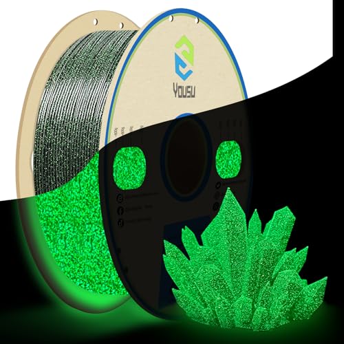 YOUSU 3D-Drucker-Filament, PLA-Filament, 1,75 mm, schwarzes Filament mit im Dunkeln leuchtendem grünem Sternenhimmel, 1 kg (2,2 lbs). von Yousu