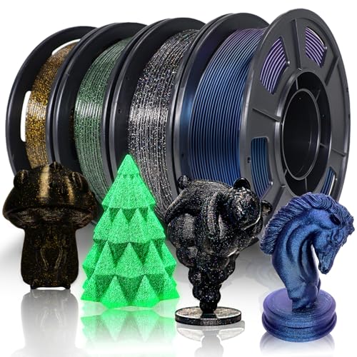 YOUSU 3D Printer Filament Galaxy PLA Filament 1.75mm, 3D Printing Filament Bundle, Multi Color PLA Filament Glitter 250g X 4 Color Pack von Yousu