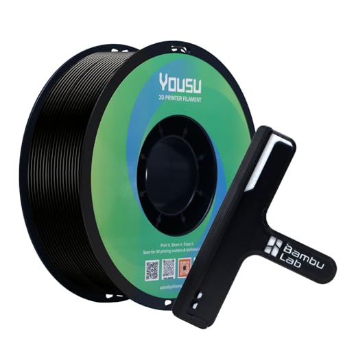 YOUSU ABS + Filament 1.75 mm,ABS Plus 3D Printer Filament, Dimensional Accuracy +/- 0.03 mm, 1 kg Spool (2.2 lbs) for 3D Printer, Black von Yousu