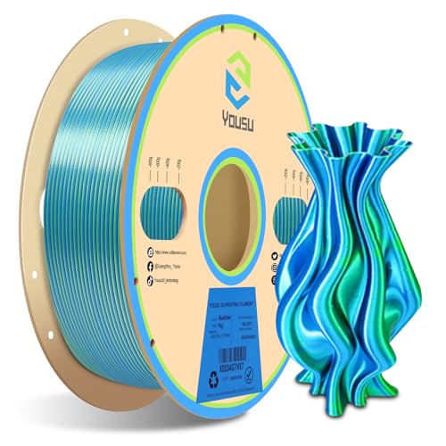 YOUSU pla silk pla filament 1.75 3d drucker, mehrfarbig zweifarbig Two-Tone color, 3d pla metallic seide, 3d printer pla 1 kg (2,2 lbs), silk blau grün von Yousu