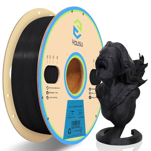 YOUSU Hochgeschwindigkeits 3D Drucker Filament, bis zu 600 mm/s Schnelles Drucken, 1,75 mm PLA-Filament, kompatibel mit Hochgeschwindigkeits 3D Druckern(Schwarz 1kg von Yousu