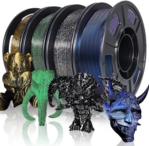 YOUSU pla filament 1.75, 3d drucker filament, galaxy glitter pla, mehrfarbig pla 1kg bündel 250gx4 rollen, galaxy pla Gold Grün Blau Schwarz von Yousu
