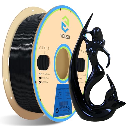 YOUSU PVB Filament 1.75 mm for 3D Printer and 3D Pen 1 kg (2.2 lbs), Printing as Easy as PLA Filament, Can Be Polished with Alcohol to Get a Smooth Surface,PVB Schwarz von Yousu