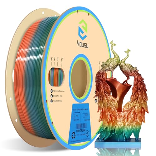 YOUSU pla silk rainbow filament, 3d drucker filament, 3d filament mehrfarbig, Regenbogen pla filament 1.75, 3d printer filament pla 1 kg, silk pla rainbow, Kupfer, gold, blau, grün, lila von Yousu