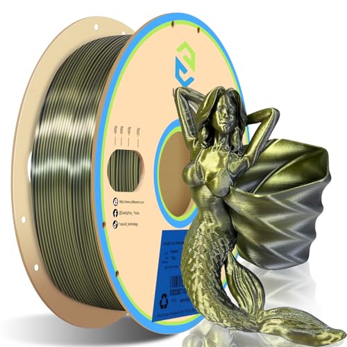 YOUSU Silk PLA 3D Drucker Filament,Zweifarbig Blau Grün PLA 1.75mm,Schillerndes Farbwechsel Filament 1kg,Seide Silber Bronze von Yousu