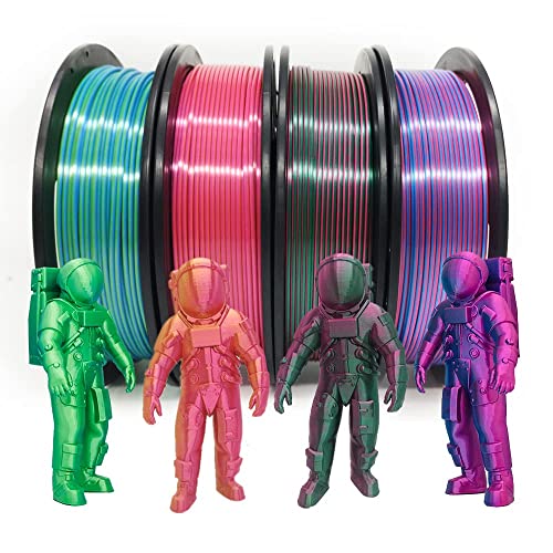 YOUSU Zweifarbiges PLA Filament 1.75mm, 3D Drucker Filament 4 x 250g Spulenpackung Passend für die Meisten FDM Drucker von Yousu