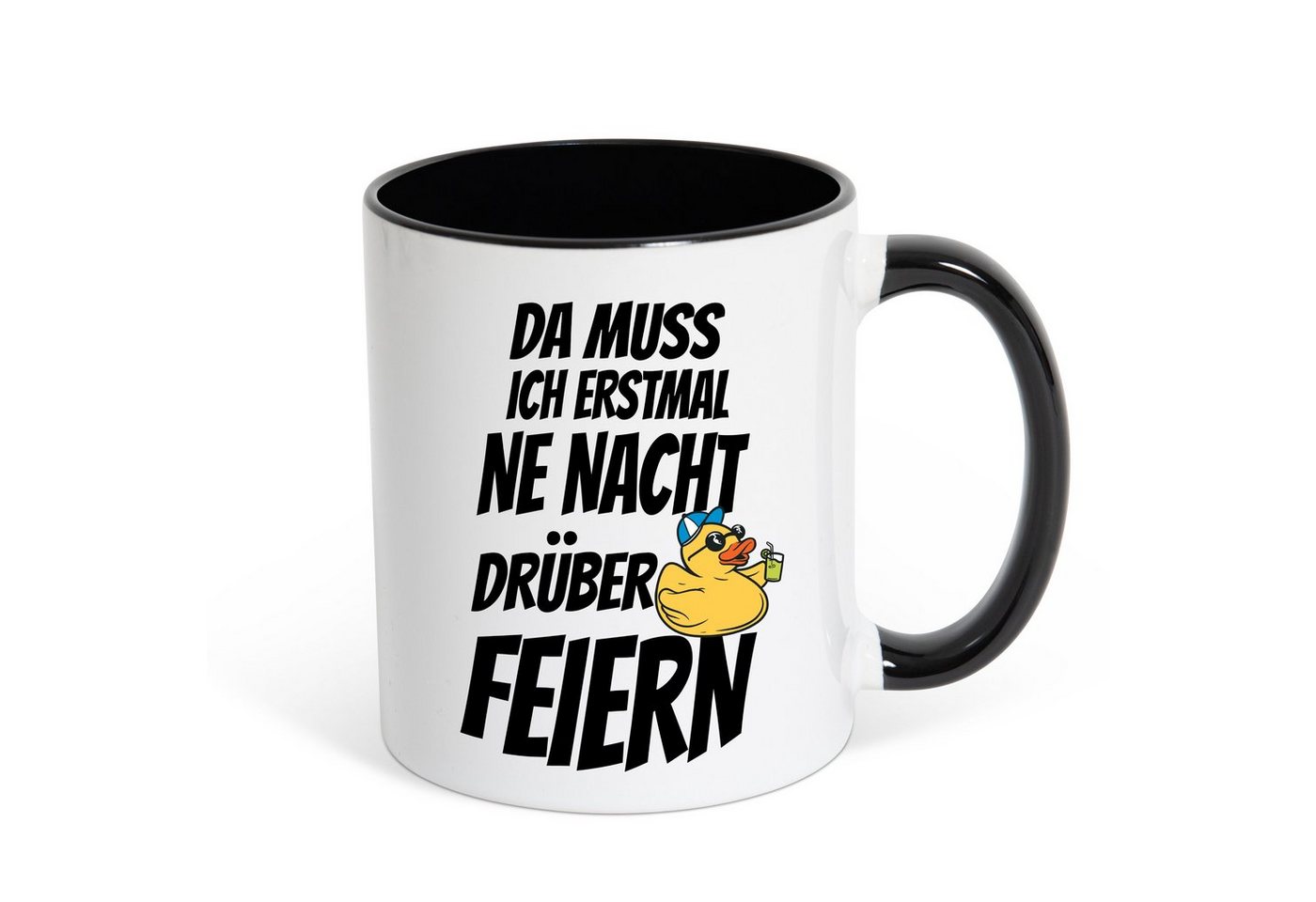 Youth Designz Tasse DA MUSS ICH ERSTMAL NE NACHT DRÜBER FEIERN Kaffeetasse Geschenk, Keramik, mit lustigem Spruch von Youth Designz