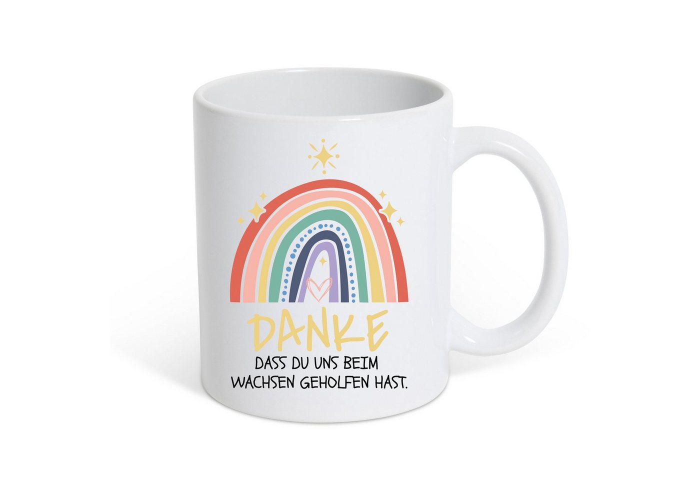 Youth Designz Tasse DANKE DASS DU UNS BEIM WACHSEN GEHOLFEN HAST Kaffeetasse Geschenk, Keramik, mit Süßem Spruch von Youth Designz