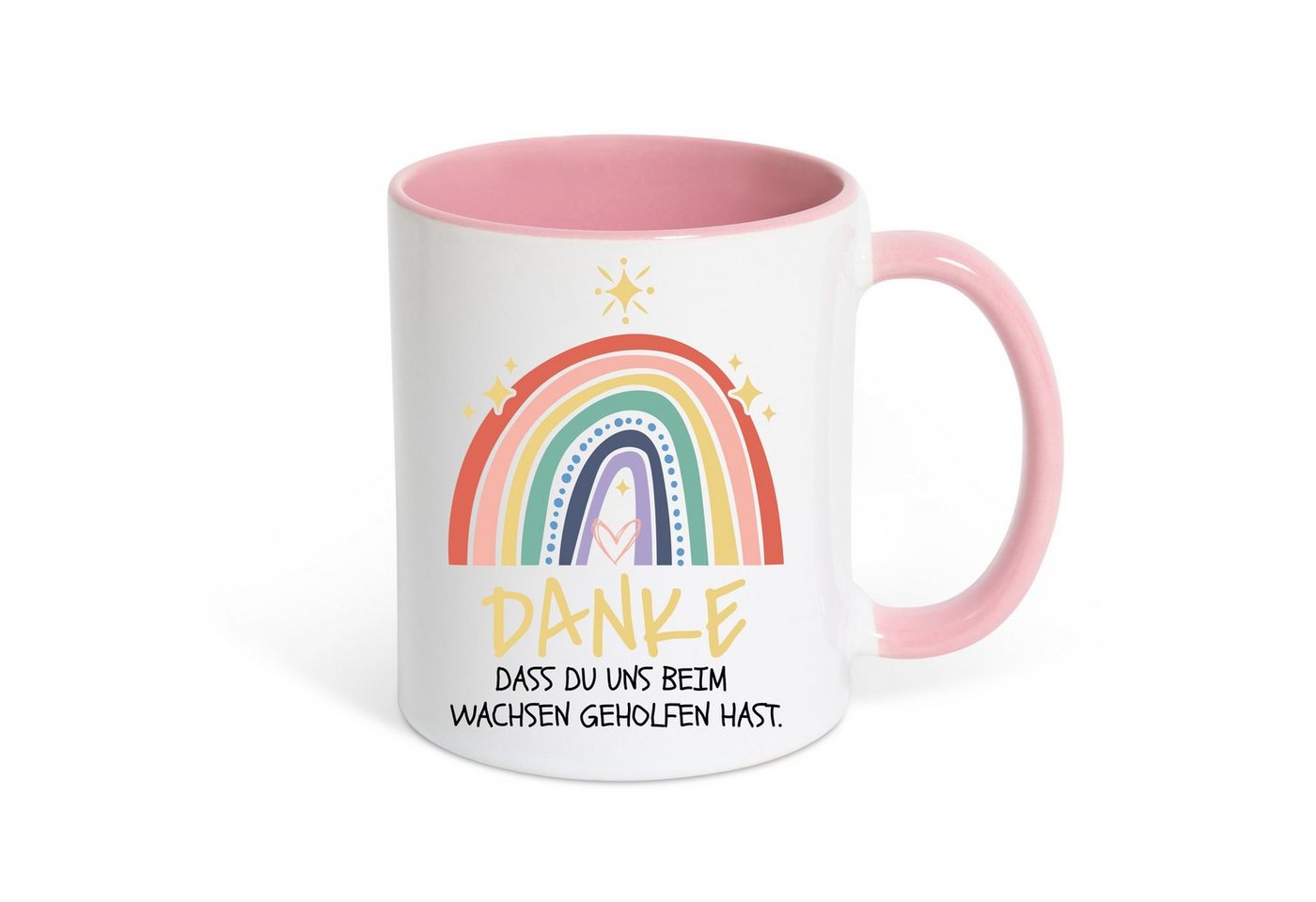 Youth Designz Tasse DANKE DASS DU UNS BEIM WACHSEN GEHOLFEN HAST Kaffeetasse Geschenk, Keramik, mit Süßem Spruch von Youth Designz