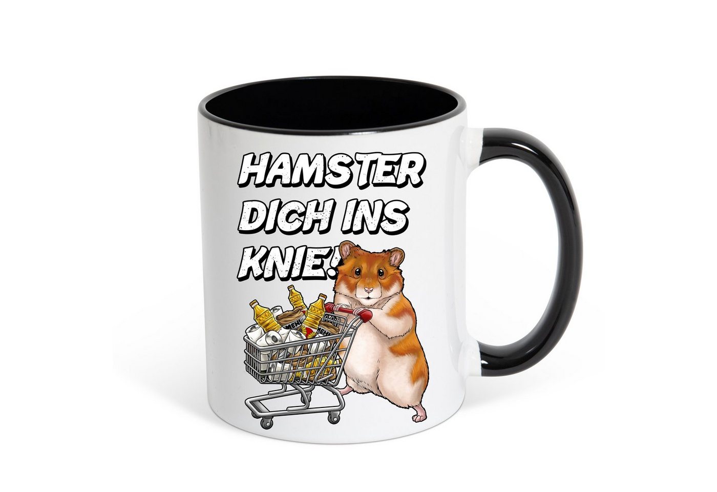 Youth Designz Tasse Hamster Dich Ins Knie Kaffeetasse Geschenk mit lustigem Print, Keramik, mit lustigem Hamster Print von Youth Designz