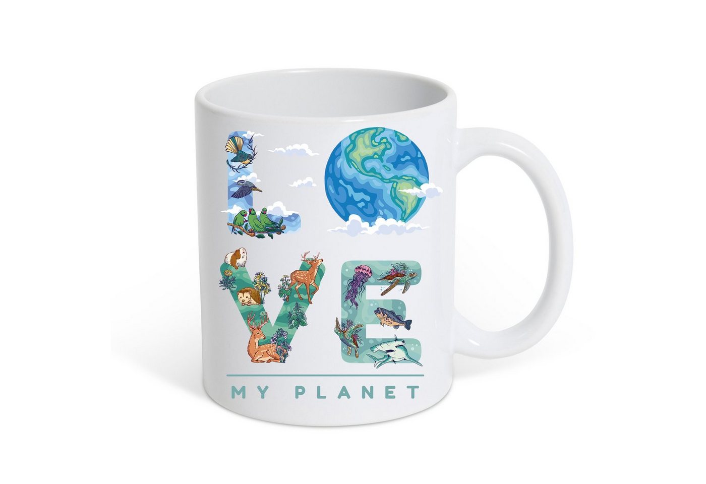 Youth Designz Tasse Love My Planet Kaffeetasse Geschenk, Keramik, mit trendigem Frontprint von Youth Designz
