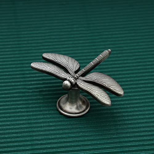 Antiker Möbelgriff Retro Gold Silber Griffe für Schränke und Schubladen Schubladengriffe aus Zinklegierung Bienenblatt Kleiderschrankgriffe, Altsilber, Libelle von Youther