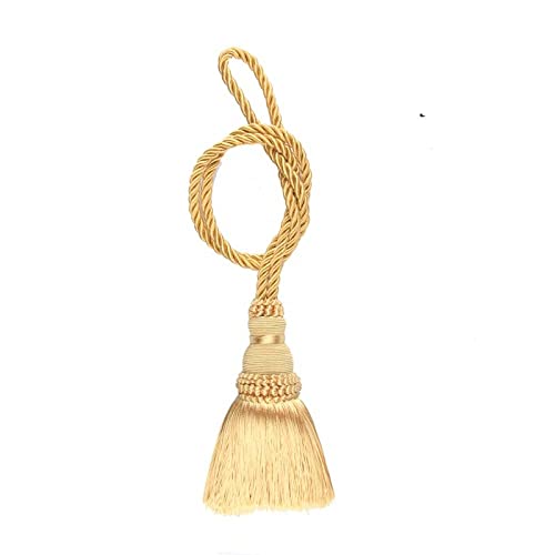 Youther 1Pc Quasten Vorhang Raffhalter Fransen Handgemachte Vorhang Raffhalter Hängende Kugelschnalle Seil Vorhänge Halter Bandage Zimmer Zubehör,Gold,51cm von Youther