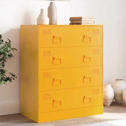 Sideboard Senfgelb 67x39x83 cm Stahl Büroschrank Aktenschrank Küchenbuffet Buffetschrank Apothekerschrank Küche für Esszimmer Wohnzimmer Flur Kaffeebar von Youuihom