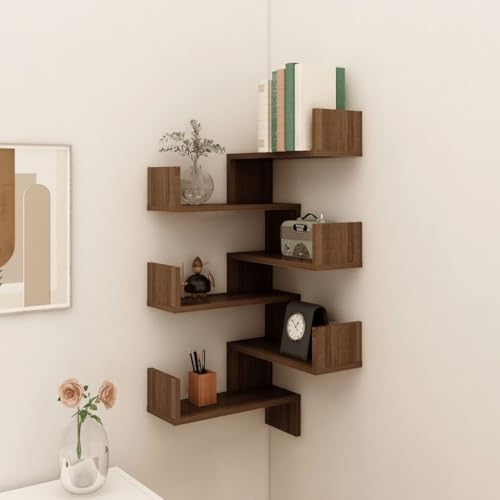 Youuihom 2 STK. Wand-Eckregal Braun Eiche-Optik 40x40x50 cm Holzwerkstoff mit Platzsparendem Design Hoher Stabilität für Bücher Deko in Wohnzimmer Schlafzimmer Badezimmer Küche von Youuihom