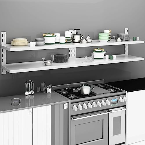 Youuihom 2 Stück Edelstahl Schweberegale mit 2 Böden 240x30 cm Schmal Küchenregal für Aufbewahrung in Küche Badezimmer Geschirr von Youuihom
