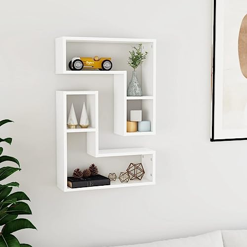 Youuihom 2 Stück Weiße Wandregale aus Holzwerkstoff 50x15x50 cm Schmal und Stabil mit Unsichtbarem Montagesystem für Bücher Deko in Wohnzimmer Schlafzimmer von Youuihom