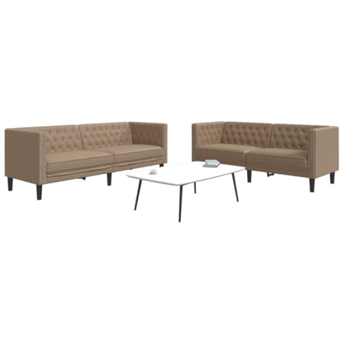 Youuihom 2-TLG. Chesterfield-Sofa-Set Cappuccino Kunstleder Küchensofa Schlafcouch Big Sofa Kleines Sofa für Jugendzimmer Küchen Esszimmer Wohnzimmer von Youuihom