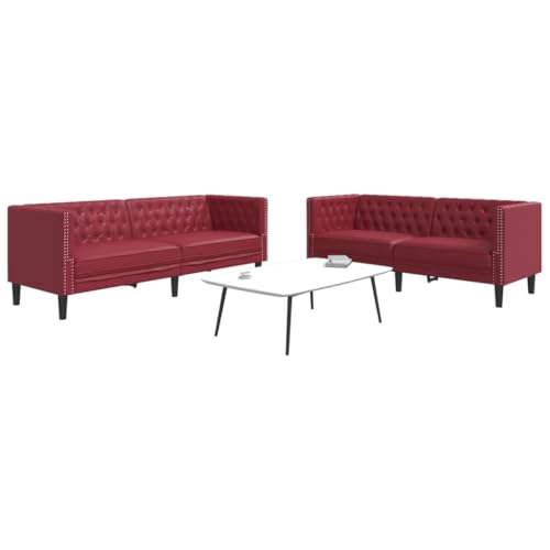 Youuihom 2-TLG. Chesterfield-Sofa-Set Weinrot Kunstleder Küchensofa Schlafcouch Big Sofa Kleines Sofa für Jugendzimmer Küchen Esszimmer Wohnzimmer Youuihom 2-TLG. Chesterfield-Sofa-Set Weinrot Kunstleder Küchensofa Schlafcouch Big Sofa Kleines Sofa für Jugendzimmer Küchen Esszimmer Wohnzimmer von Youuihom