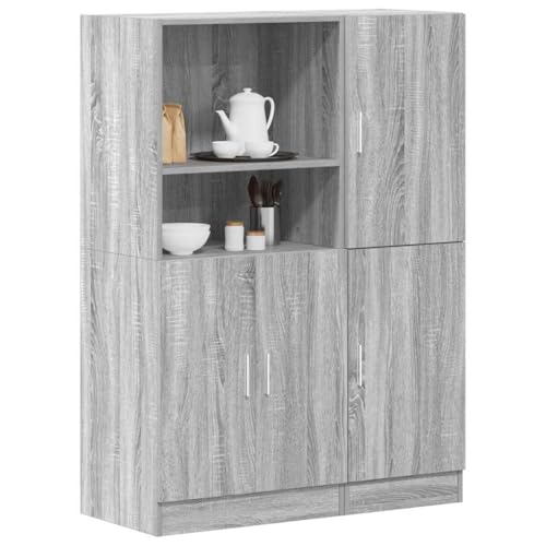 Youuihom 2-TLG. Küchenschrank-Set Grau Sonoma aus Holzwerkstoff Wandregal für Wandmontage Robust mit Türen und offenen Fächern Abmessungen 95x41.5x131.5cm für Küche Büro Restaurant Youuihom 2-TLG. Küchenschrank-Set Grau Sonoma aus Holzwerkstoff Wandregal für Wandmontage Robust mit Türen und offenen Fächern Abmessungen 95x41.5x131.5cm für Küche Büro Restaurant von Youuihom